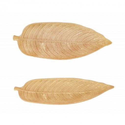 Travessa Tropical Madeira Dourado 45x18x2,5 cm
