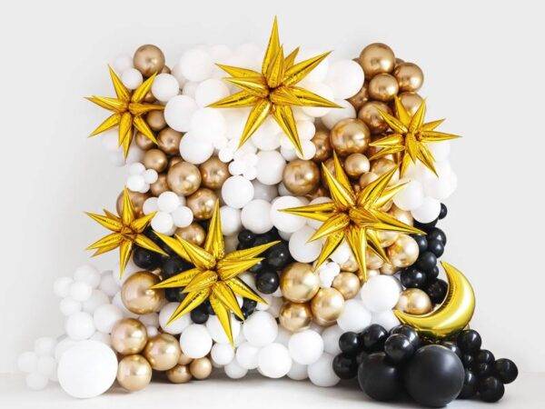 Balão de foil estrela 3D, 95 cm, ouro