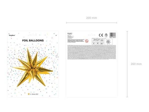 Balão de foil estrela 3D, 95 cm, ouro