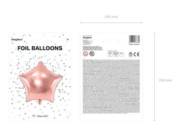 Balão de Foil Estrela 70 cm, Rosa Gold