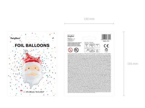 Balão de foil Pai Natal, 37x60 cm, mistura