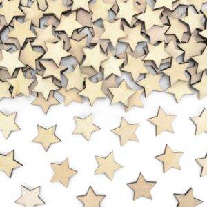 Estrelas de confete de madeira, 2x2 cm