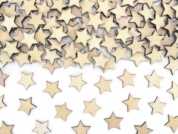 Estrelas de confete de madeira, 2x2 cm