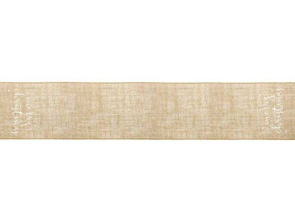 Corredor de mesa de juta Feliz Natal, branco, 50x250 cm