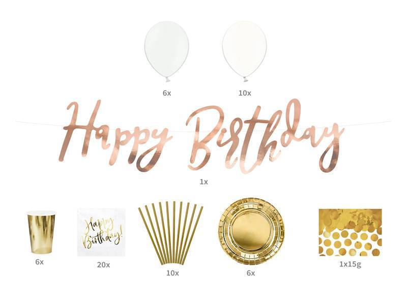 Conjunto de decorações para festas - Aniversário, Ouro