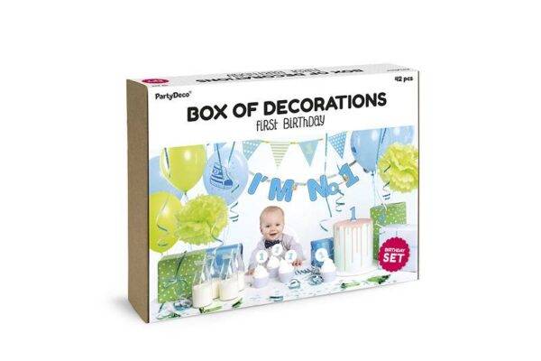 Conjunto de decorações de festa - 1º aniversário, azul
