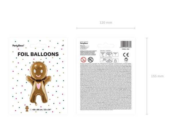 Foil Ballon Gingerbread Man, 58x86 cm, mix