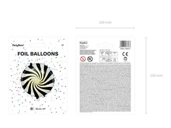 Balão de foil Candy, 35 cm, preto