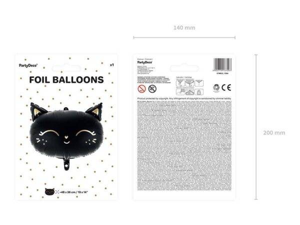 Gato balão de foil, 48x36 cm, preto