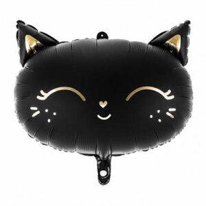 Gato balão de foil, 48x36 cm, preto