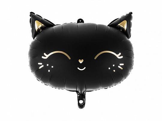 Gato balão de foil, 48x36 cm, preto