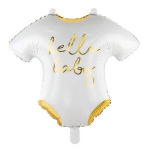 Balão de foil Macacão de bebé - Hello Baby, 51x45 cm, branco