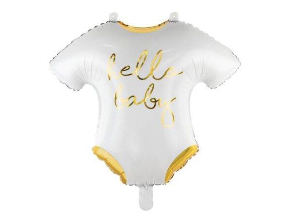 Balão de foil Macacão de bebé - Hello Baby, 51x45 cm, branco