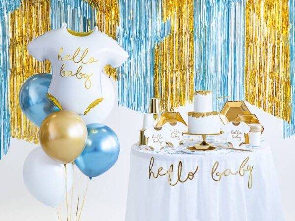 Balão de foil Macacão de bebé - Hello Baby, 51x45 cm, branco