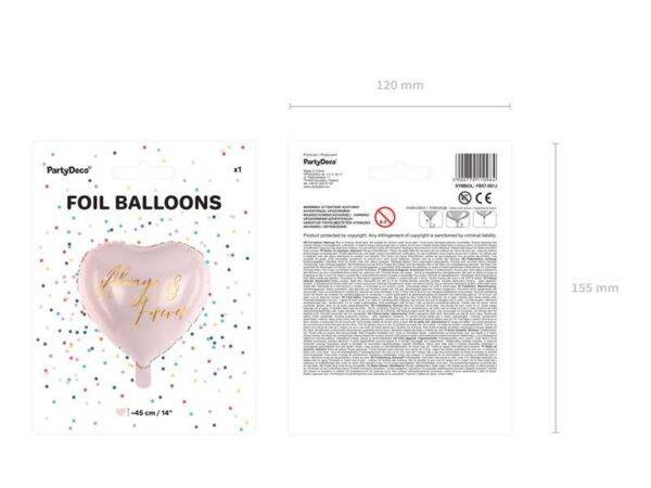 Balão de Foil Coração, 45 cm, rosa claro