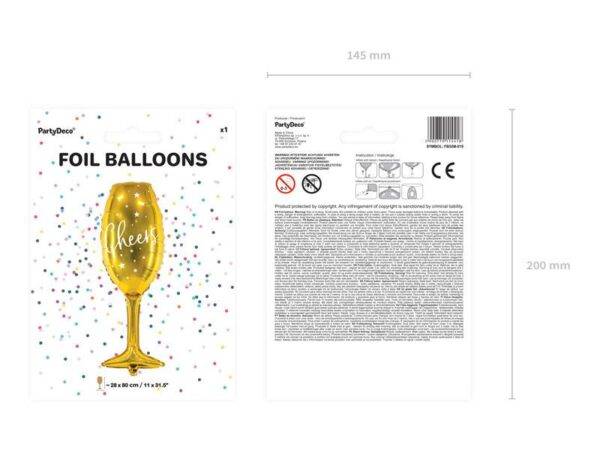 Balão de foil 28x80 cm, ouro