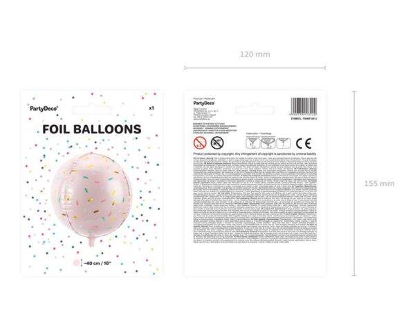 Bola balão foil - polvilhar, 40 cm, rosa claro