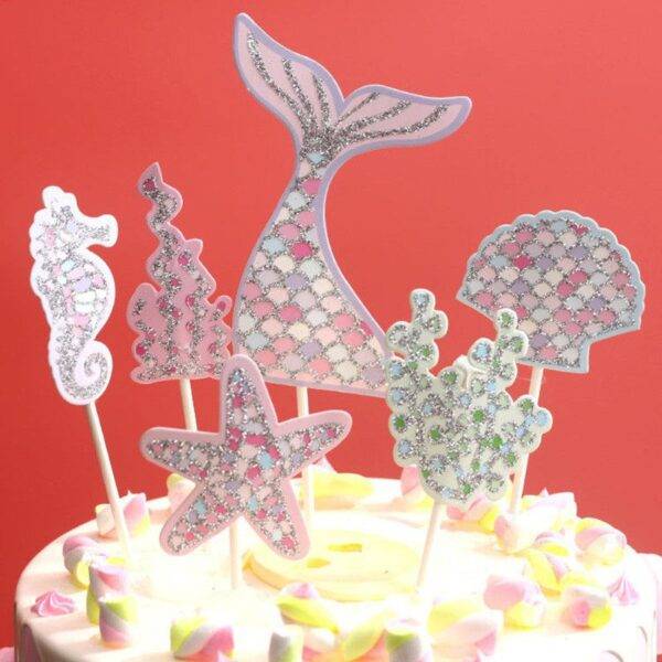 Cake Topper do tema Sereia prateado