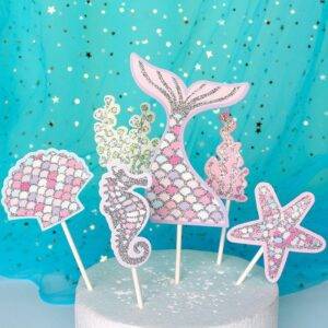 Cake Topper do tema Sereia prateado
