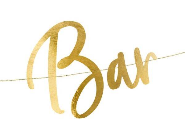 Banner Bubbly Bar, ouro, 83x21 cm