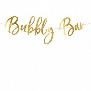 Banner Bubbly Bar, ouro, 83x21 cm