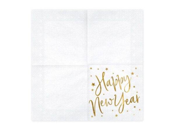 Guardanapos Feliz Ano Novo, branco, 33x33 cm