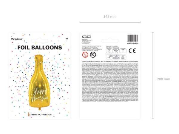 Garrafa de champanhe - Feliz Ano Novo, 32x82 cm, ouro