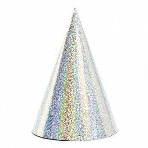 Chapéus de festa holográfica, prata, 16 cm