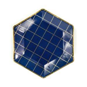 6 PRATOS 23 CM LET'S CELEBRATE - GRID NAVY BLUE