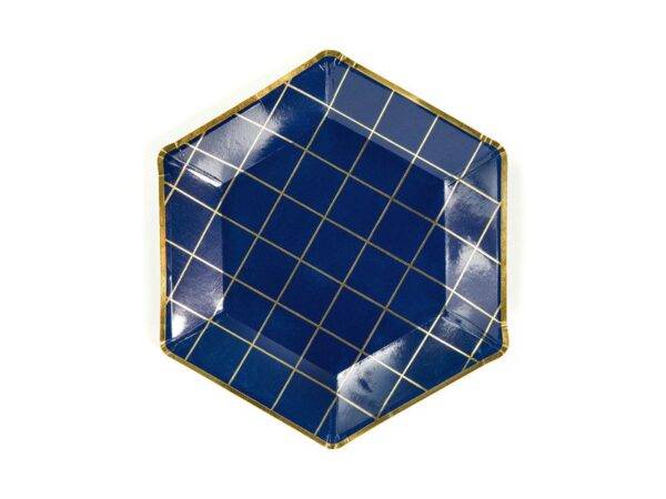 6 PRATOS 23 CM LET'S CELEBRATE - GRID NAVY BLUE
