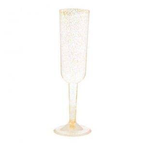 4 FLUTES DE CHAMPANHE GLITTER DOURADO