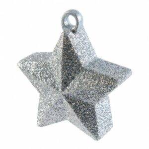 PESO PARA BALÃO FORMA ESTRELA PRATEADO GLITTER