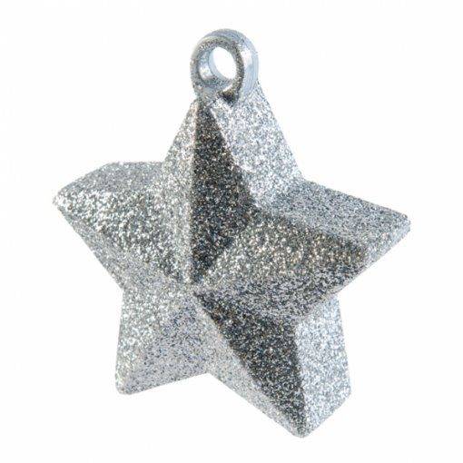PESO PARA BALÃO FORMA ESTRELA PRATEADO GLITTER