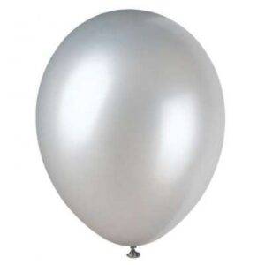 8 BALÕES LATEX 12'' PRATEADO METALIZADO