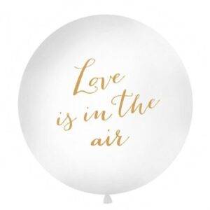 BALÃO LATEX 1 METRO BRANCO 'LOVE IS IN THE AIR'