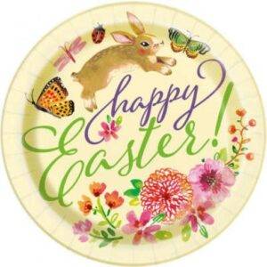 8 PRATOS 23CM FLORAL EASTER BUNNY