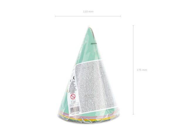 Chapéus de festa Happy Birthday, mix pastel, 16 cm