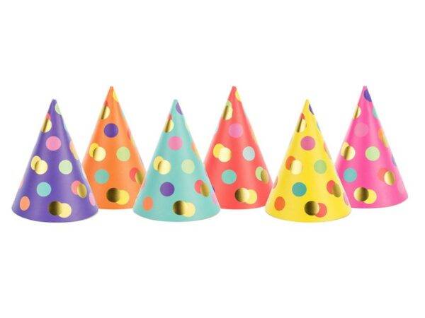 Chapéus de festa Dots, mix 16 cm