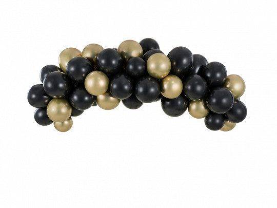 Guirlanda de balão - preto e dourado, 200 cm