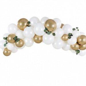 Guirlanda de balão - branco e dourado, 200 cm