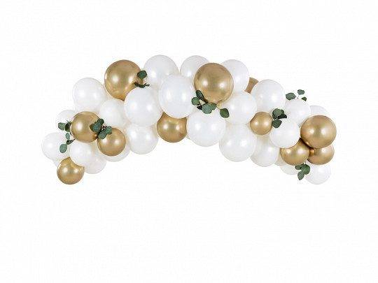 Guirlanda de balão - branco e dourado, 200 cm