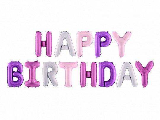 Balão de foil Happy Birthday, 340x35 cm, mix