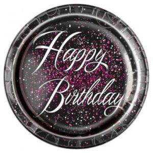 8 PRATOS 23 CM GLITZ PRETO & ROSA FOIL