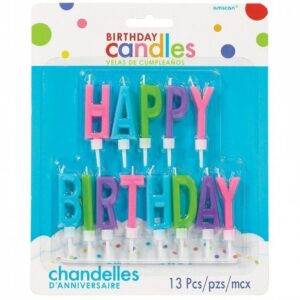 13 VELAS ANIVERSÁRIO LETRAS 'HAPPY BIRTHDAY' COLORIDAS