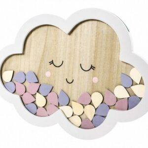 MOLDURA GUEST BOOK EM MADEIRA - NUVEM 30,5X43 CM