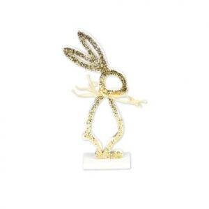 COELHO DE MADEIRA DOURADO BRILHANTE 8X3X18 CM