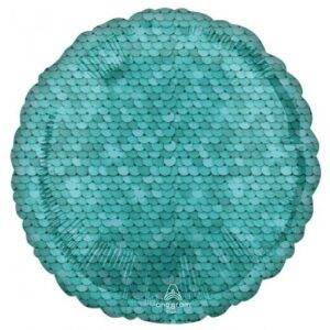 BALÃO FOIL 'LANTEJOULAS' / 'ESCAMAS' AZUL AQUA