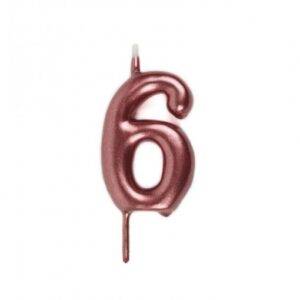VELA ANIVERSÁRIO 6CM ROSE GOLD Nº6