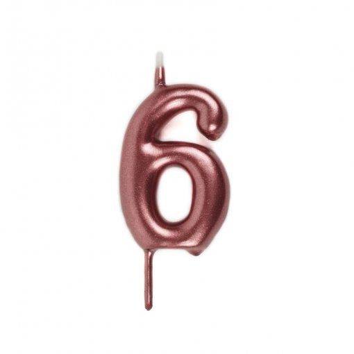 VELA ANIVERSÁRIO 6CM ROSE GOLD Nº6