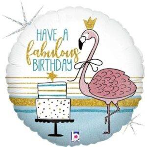Balão Foil 18" Have a Fabulous Birthday Flamingo